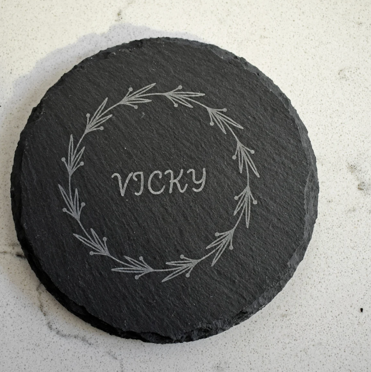 Monogramed Engrave Name Drink Slate Coasters