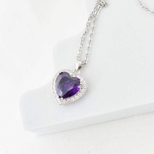 Purple Love Hear Necklace