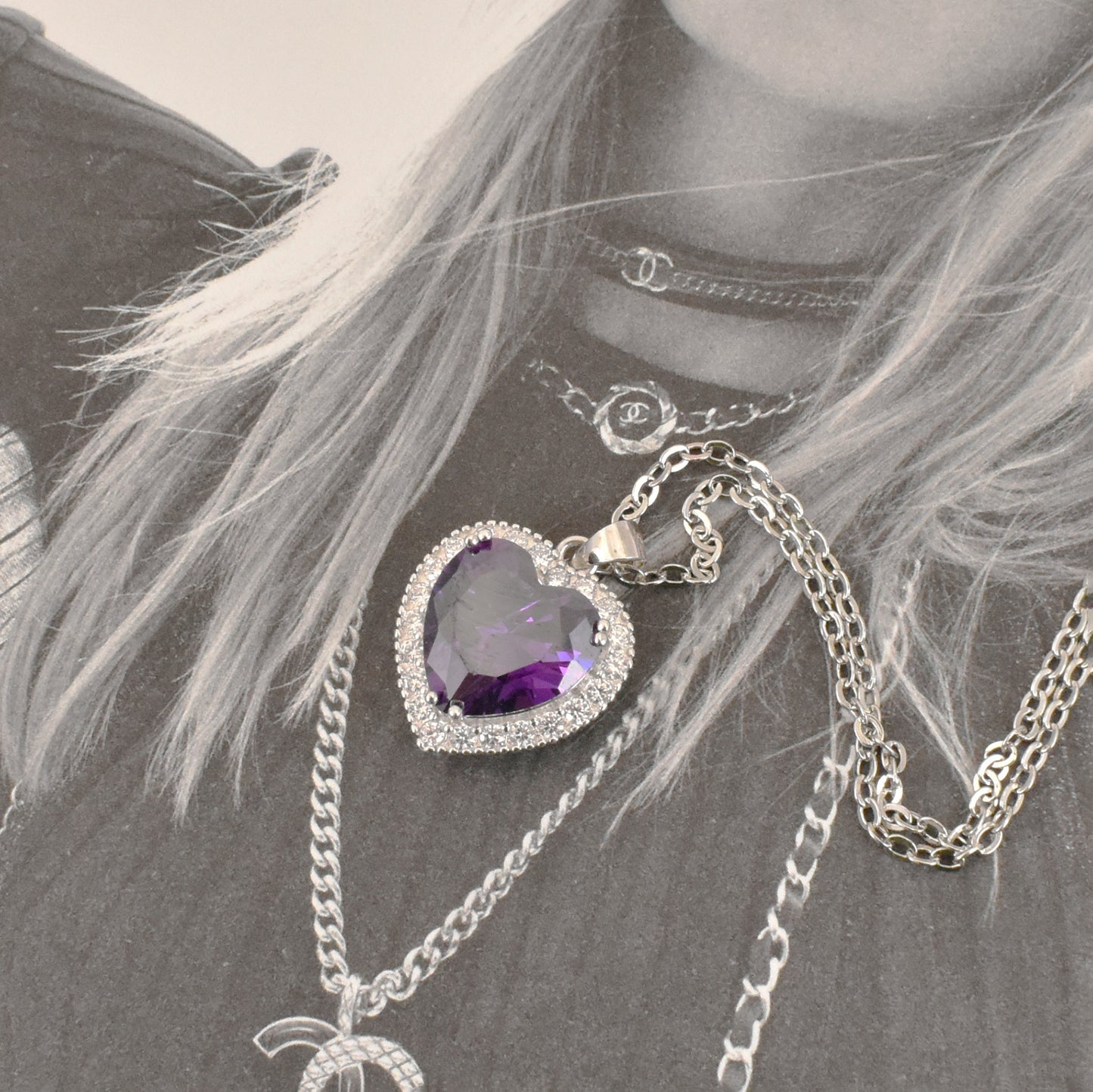 Purple Love Hear Necklace