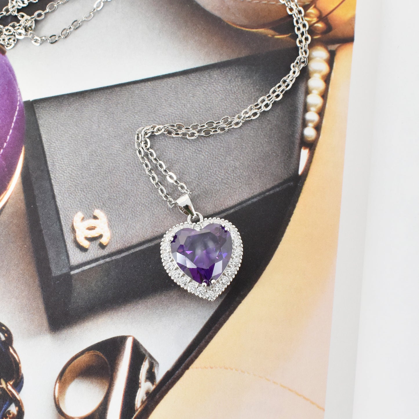 Purple Love Hear Necklace