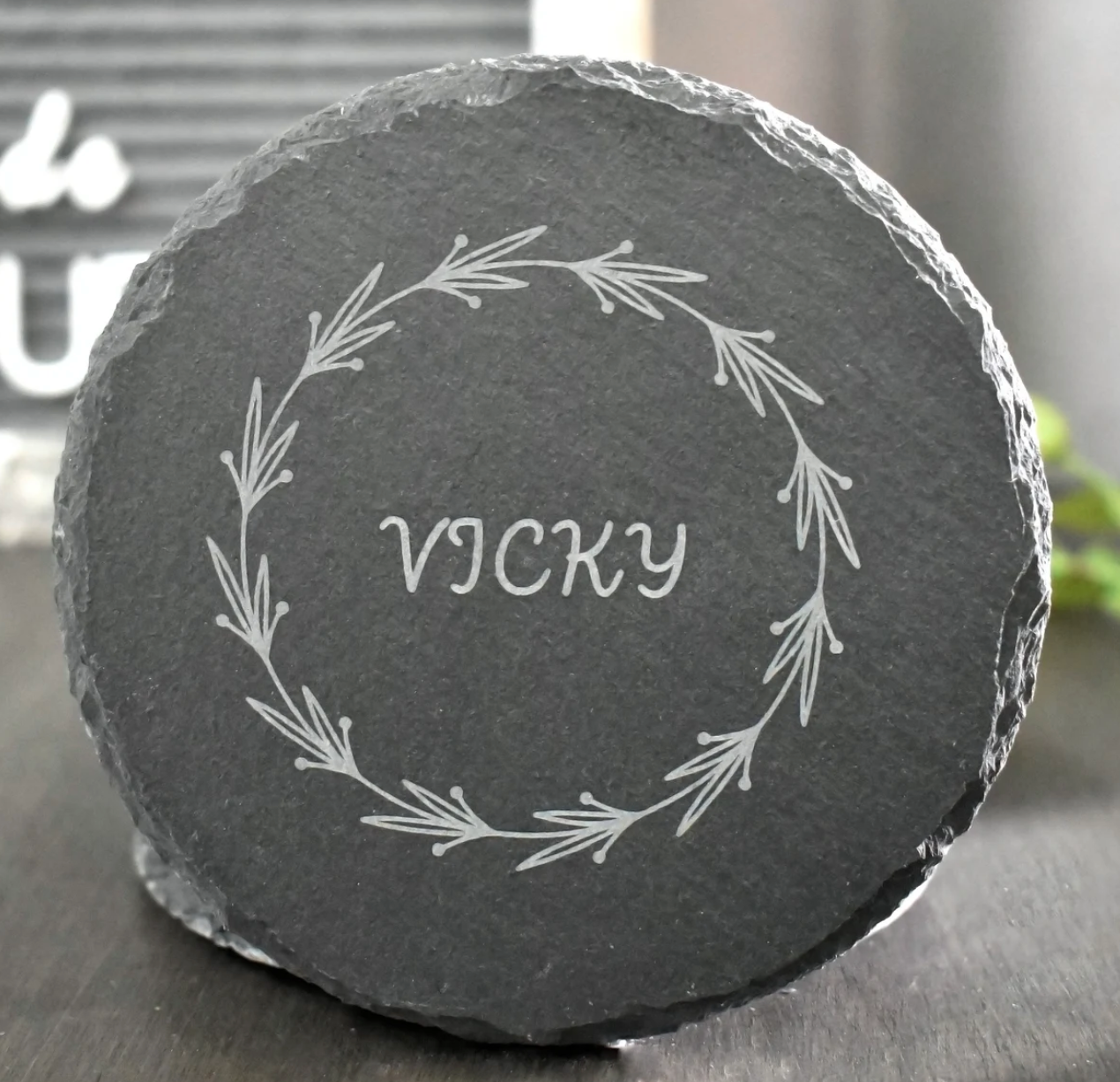 Monogramed Engrave Name Drink Slate Coasters