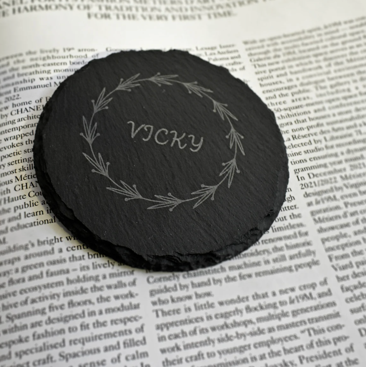 Monogramed Engrave Name Drink Slate Coasters