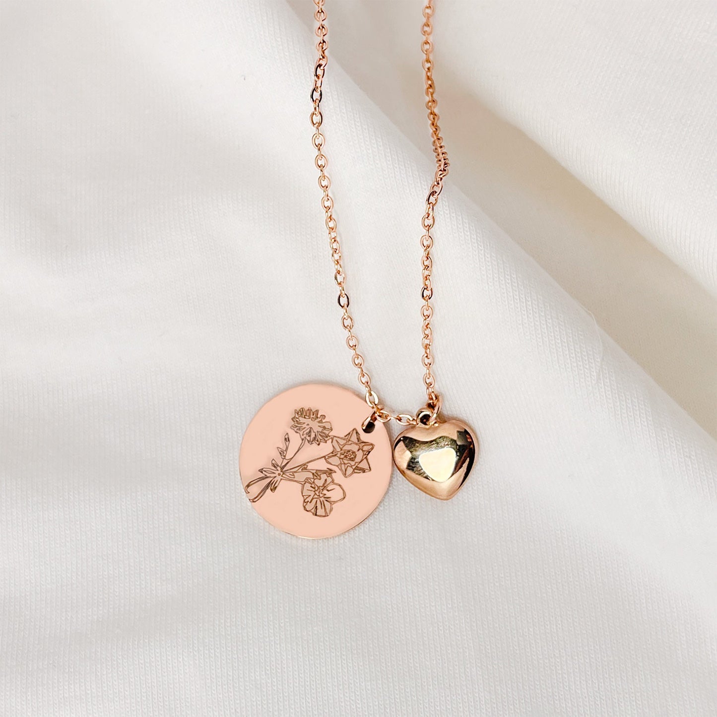 Rose Gold Birth Flower Necklace