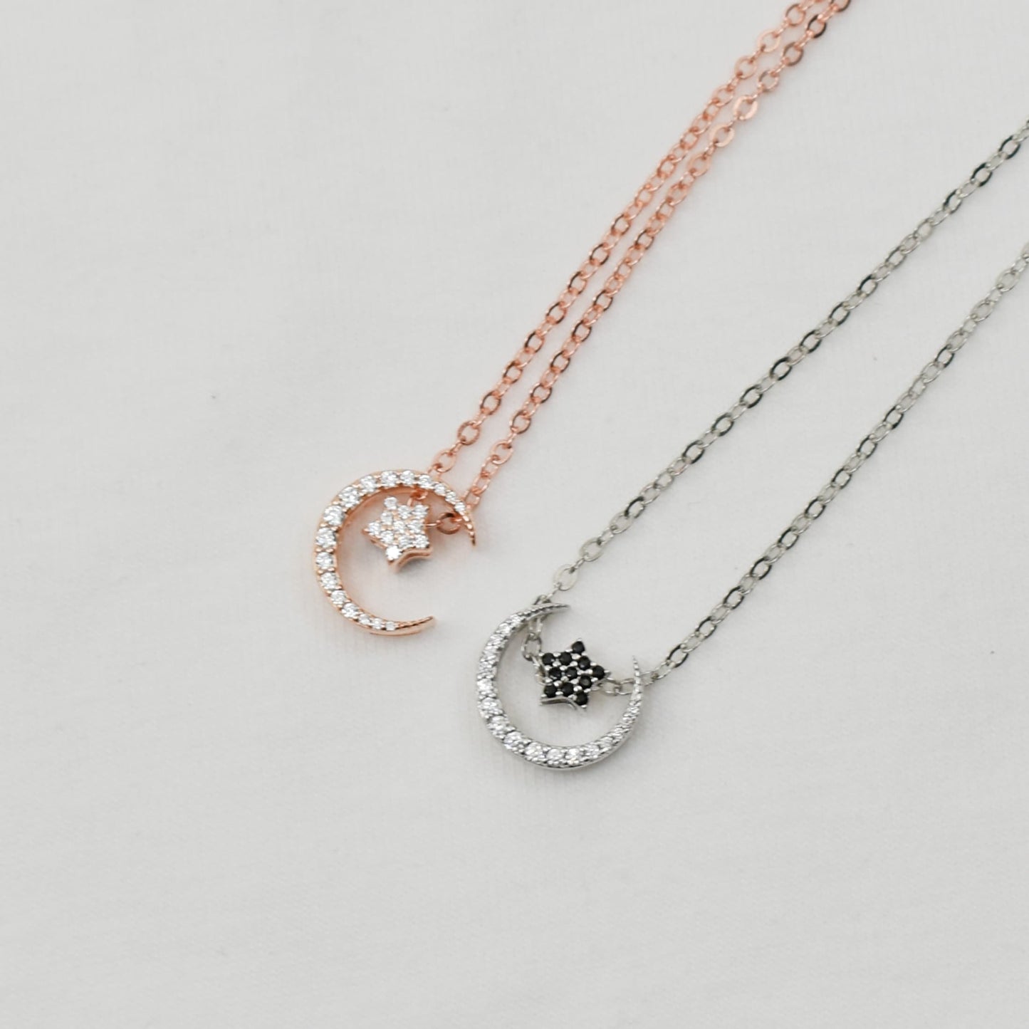 Crescent with Spin Star Necklace