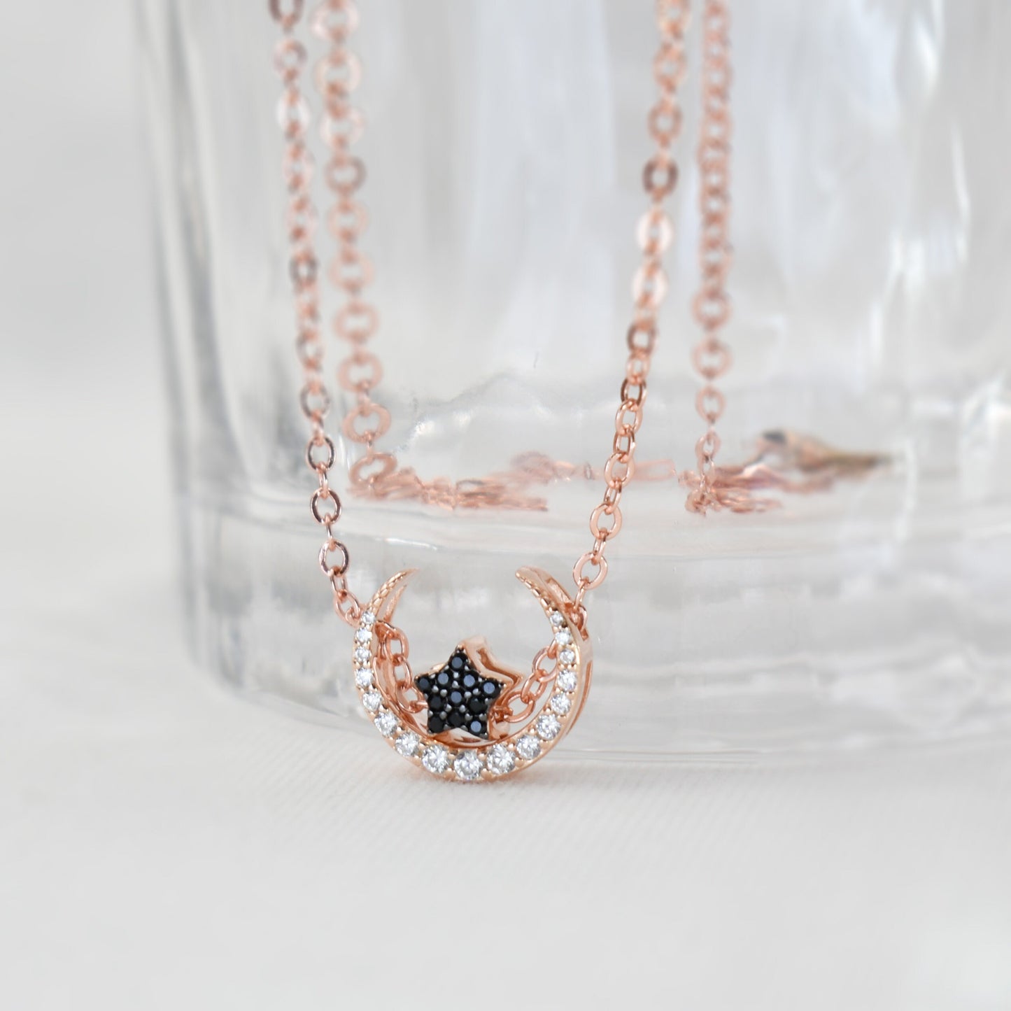Crescent with Spin Star Necklace