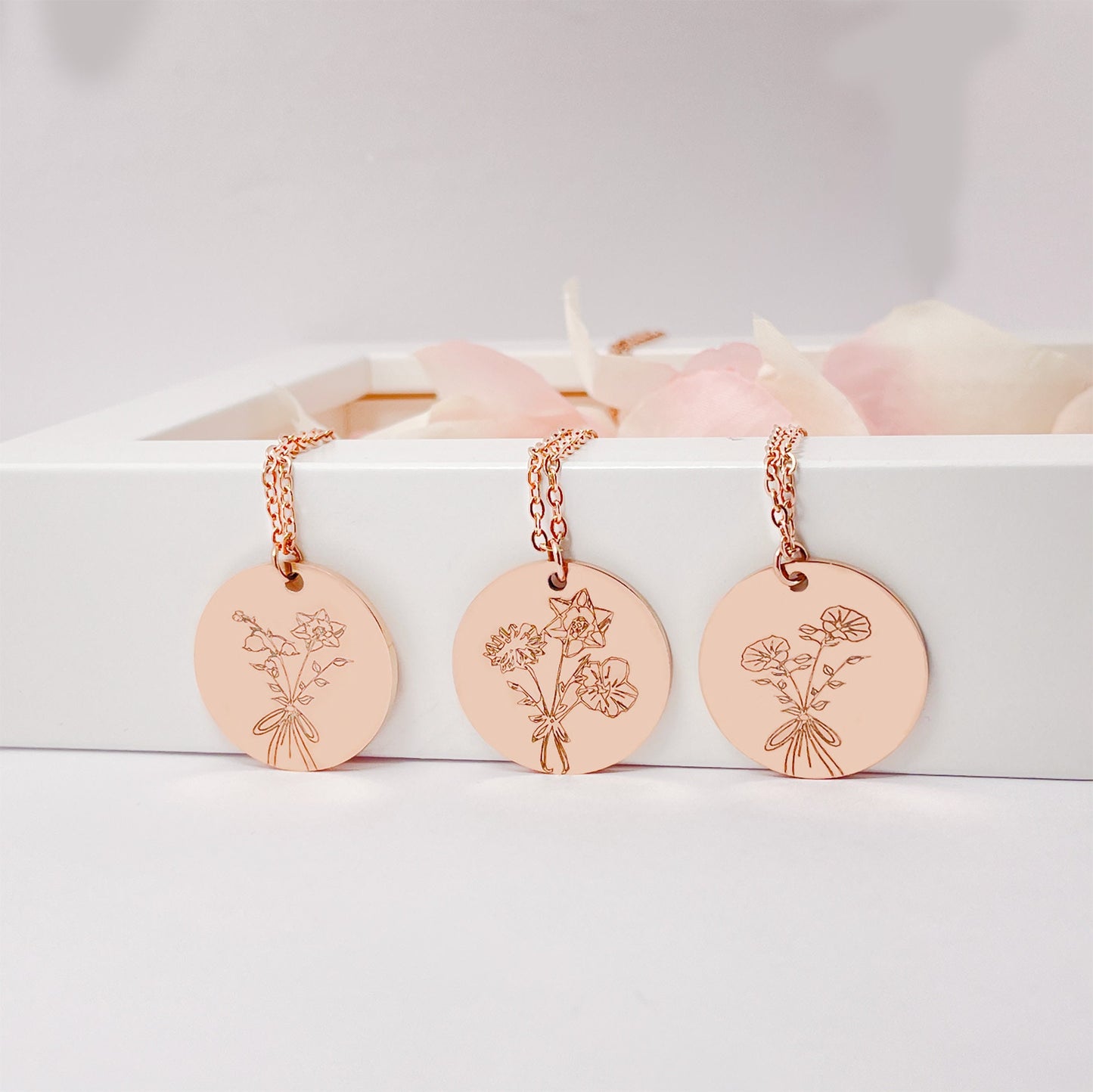 Rose Gold Birth Flower Necklace