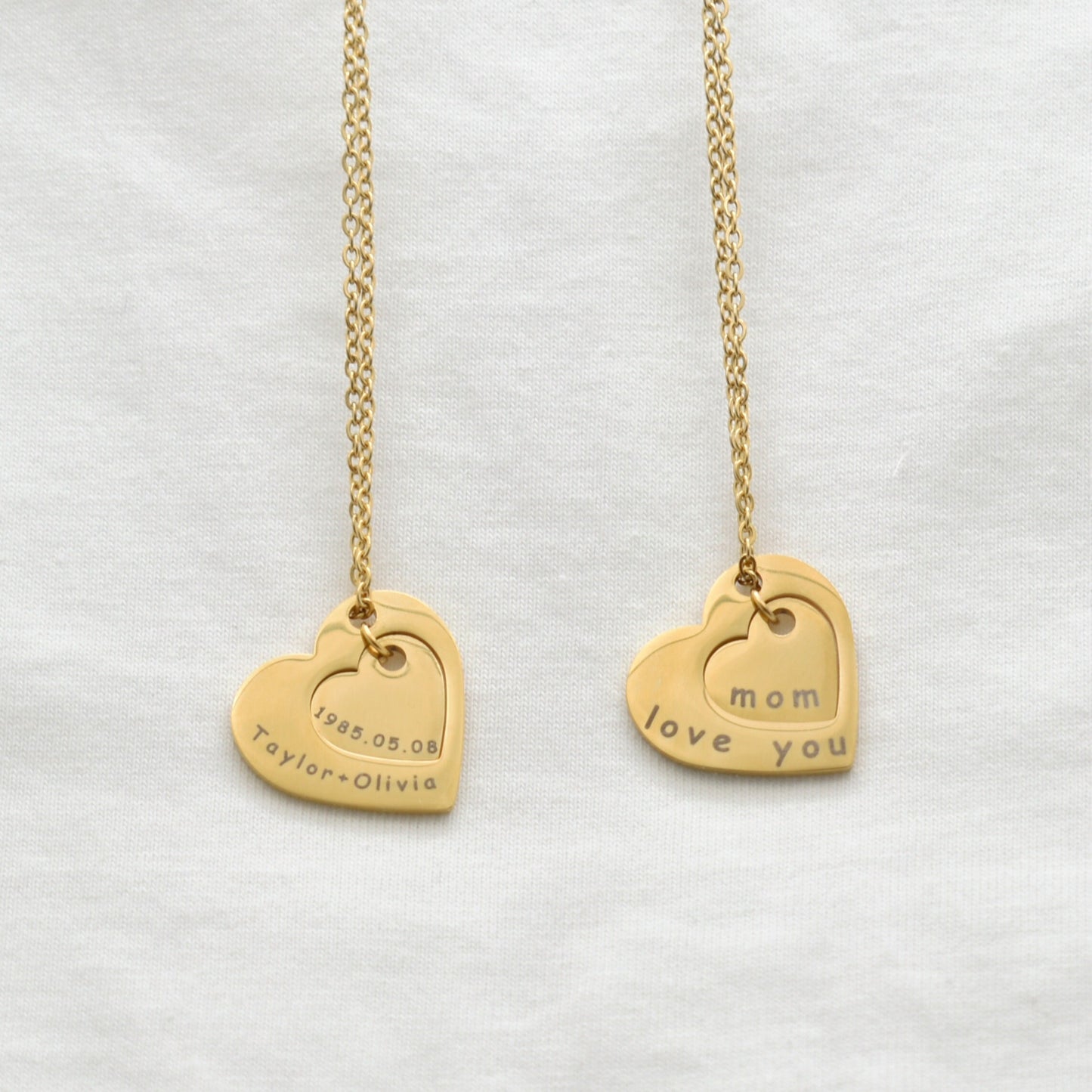 Mom and Kids Name Heart Necklace