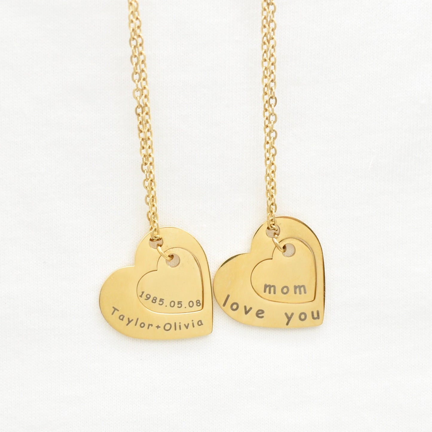 Mom and Kids Name Heart Necklace