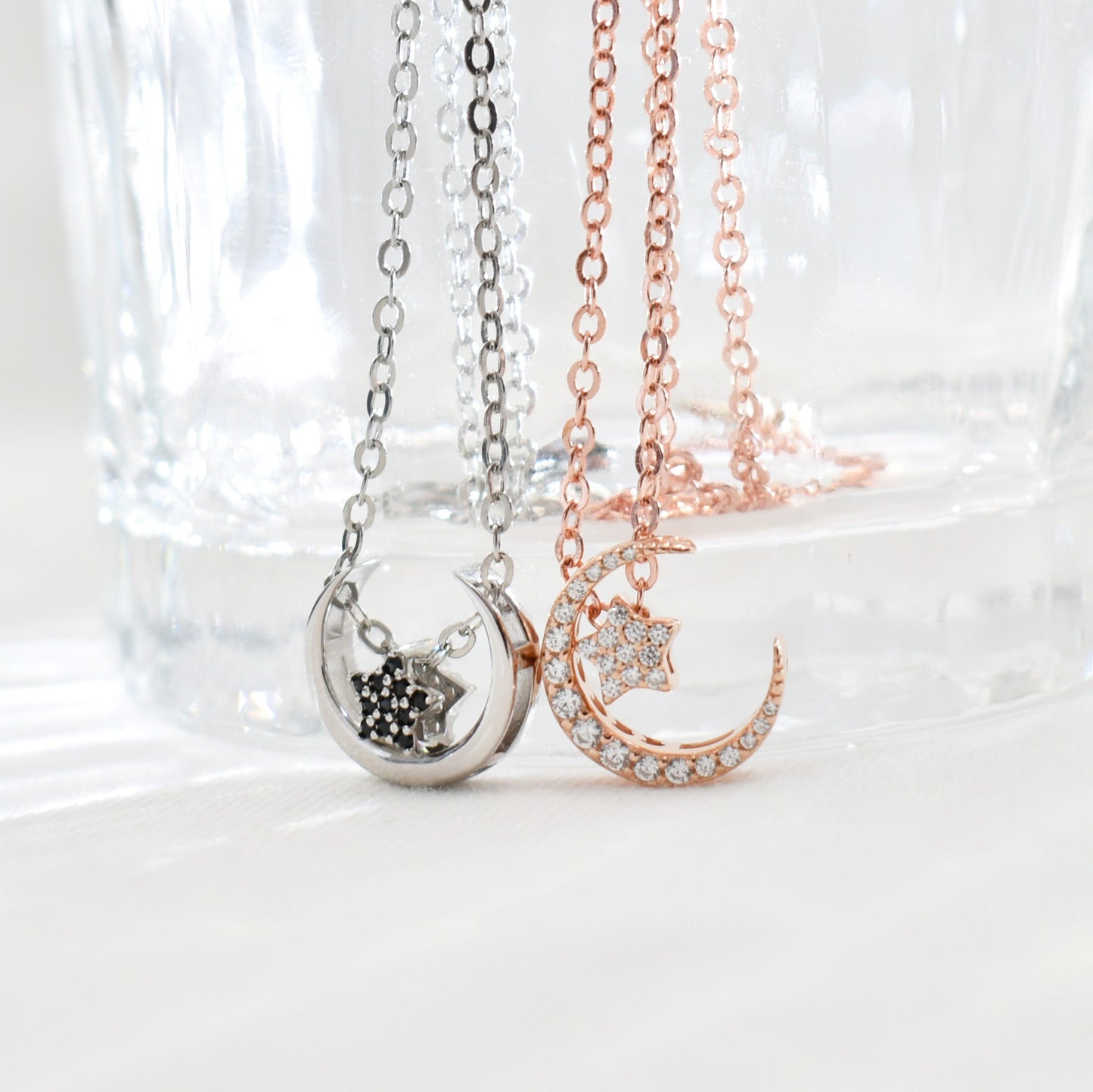 Crescent with Spin Star Necklace