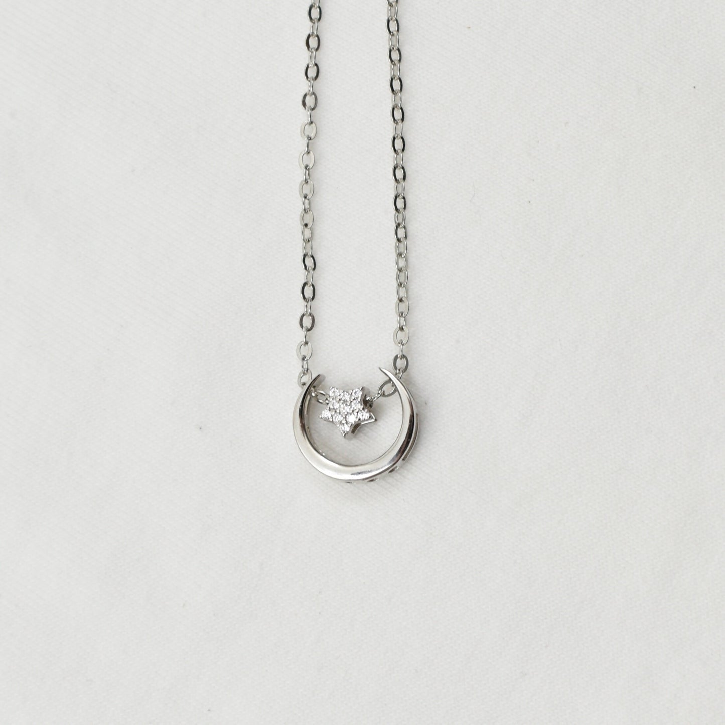 Crescent with Spin Star Necklace