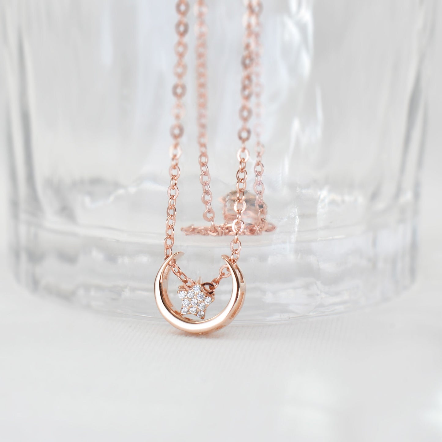Crescent with Spin Star Necklace