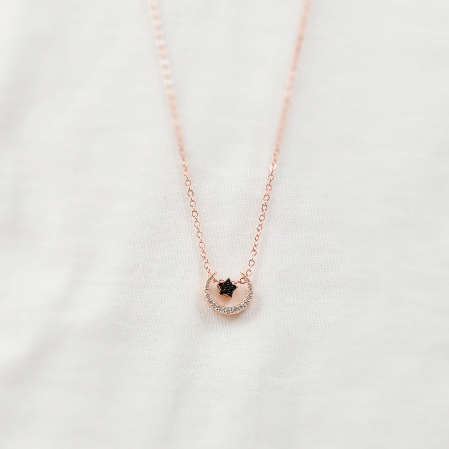 Crescent with Spin Star Necklace