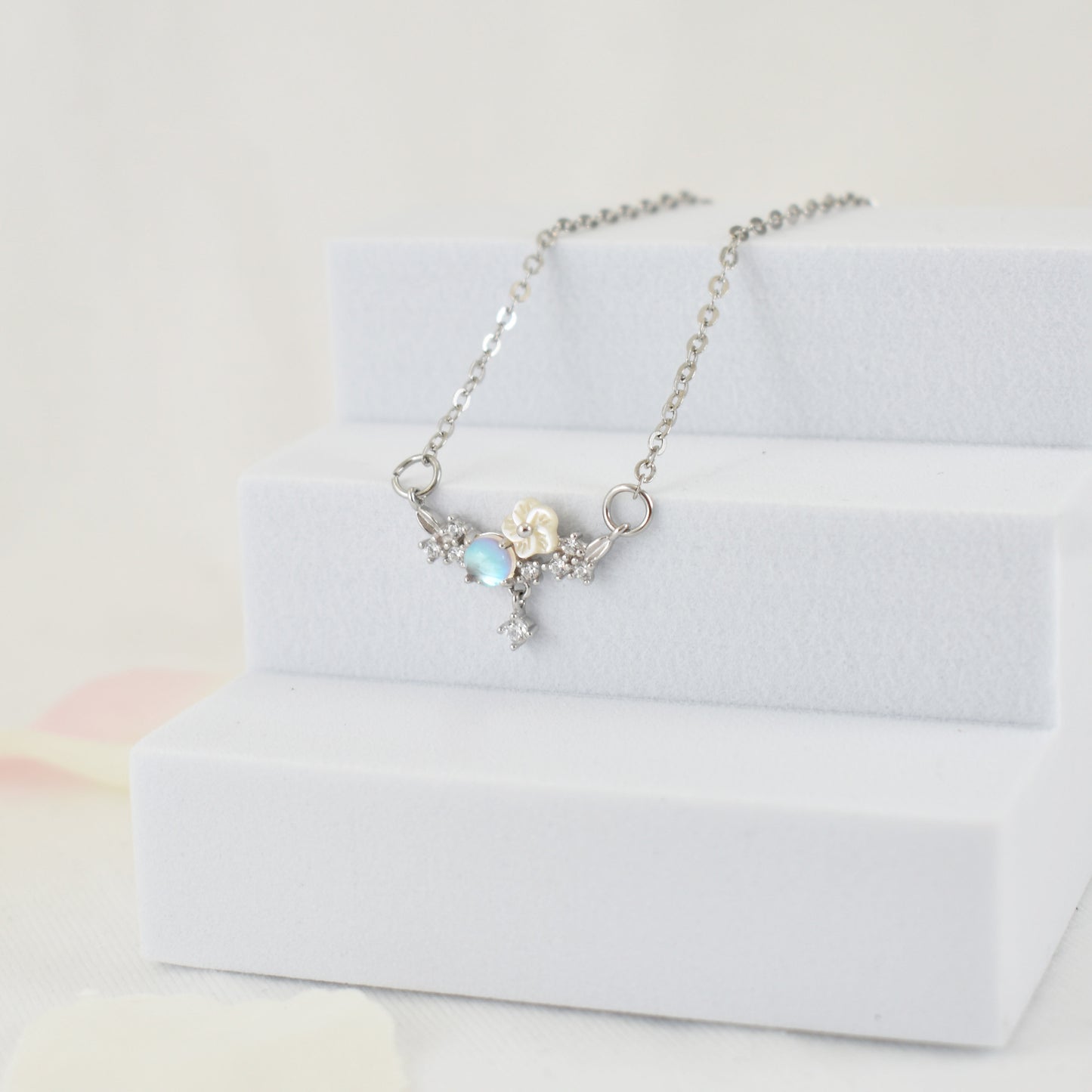 Moonstone Flower Necklace