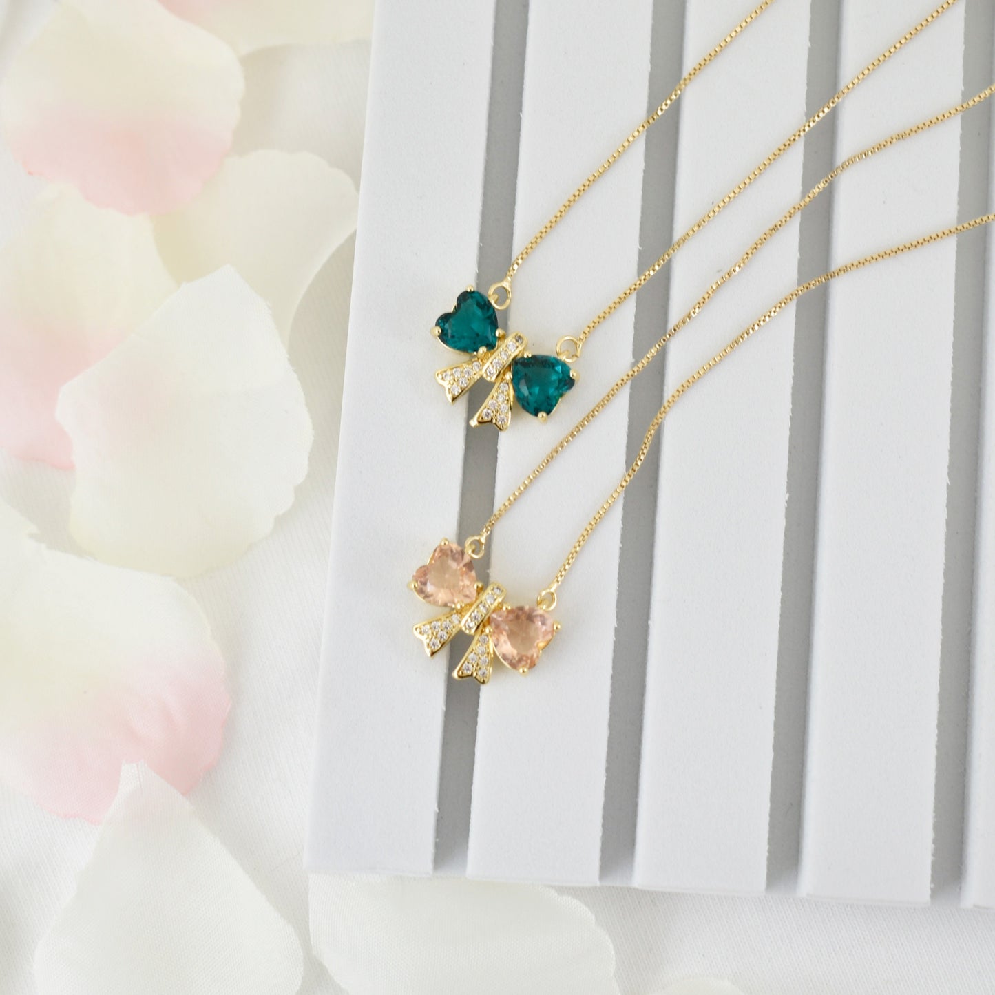Studded Bow Pendant Necklace