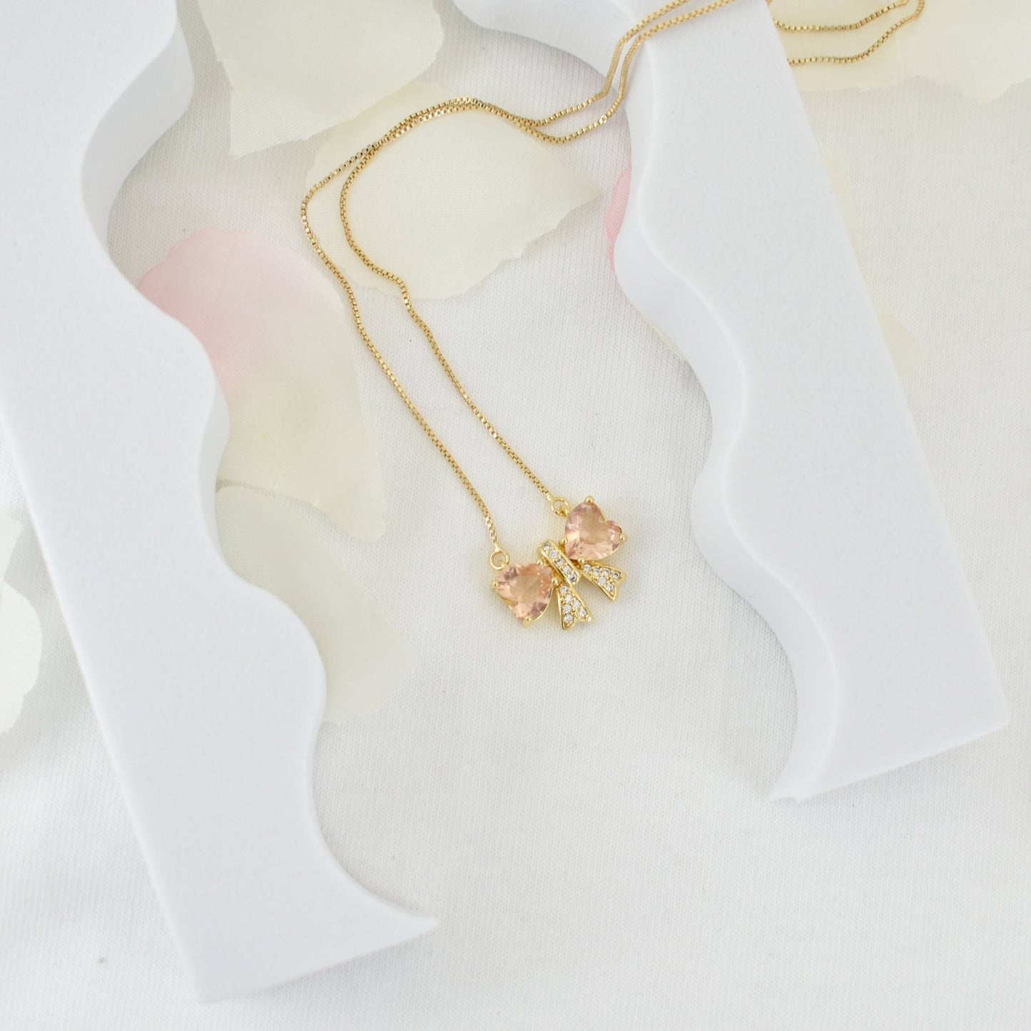 Studded Bow Pendant Necklace