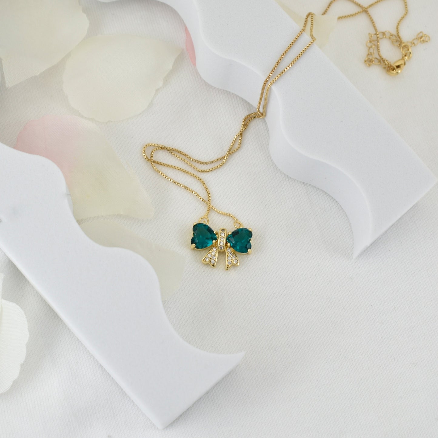 Studded Bow Pendant Necklace