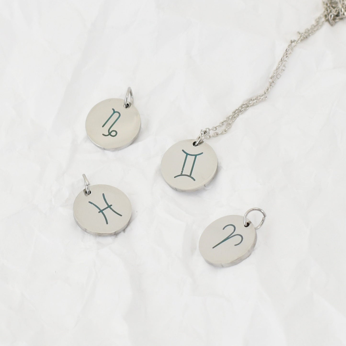 Silver Engraved Small Coin Interstellar Necklace