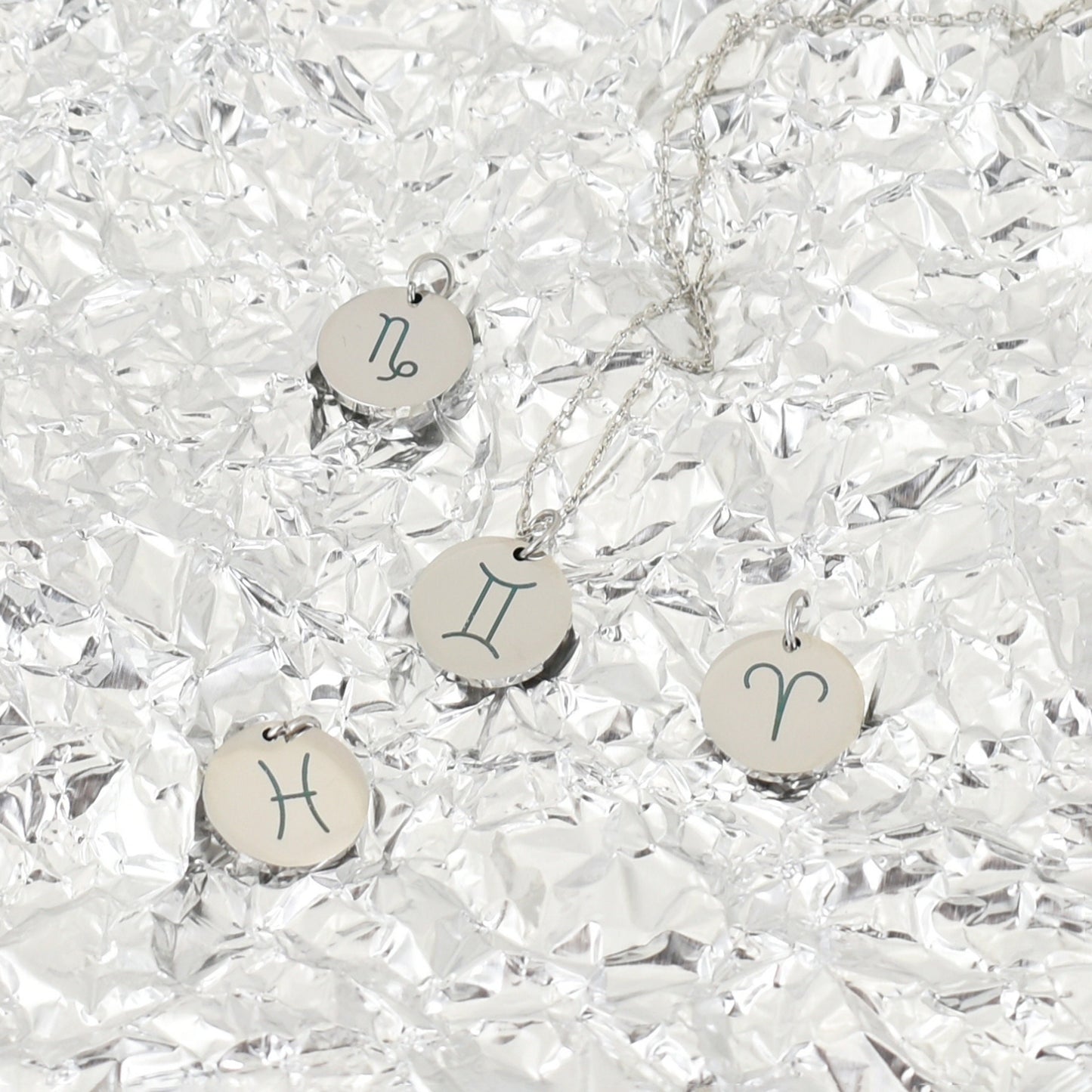 Silver Engraved Small Coin Interstellar Necklace