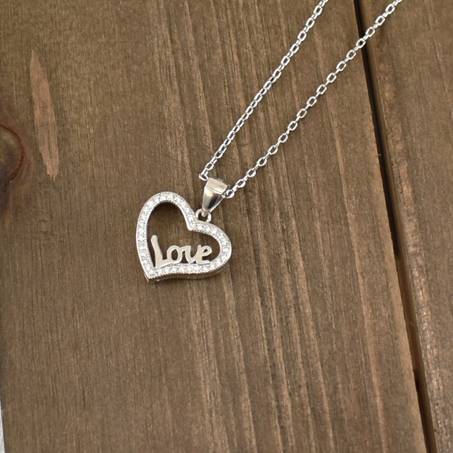 Silver LOVE Heart Necklace
