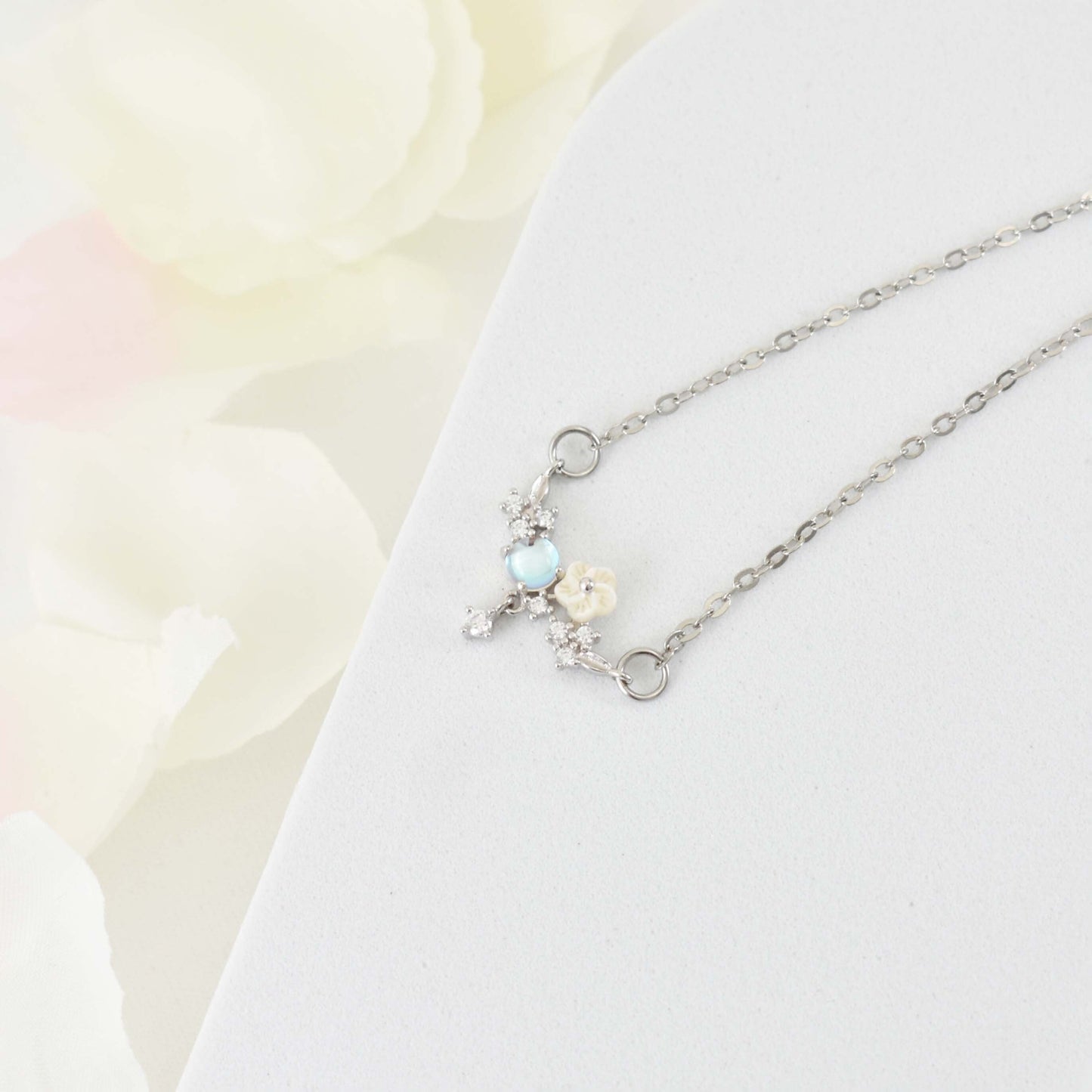 Moonstone Flower Necklace