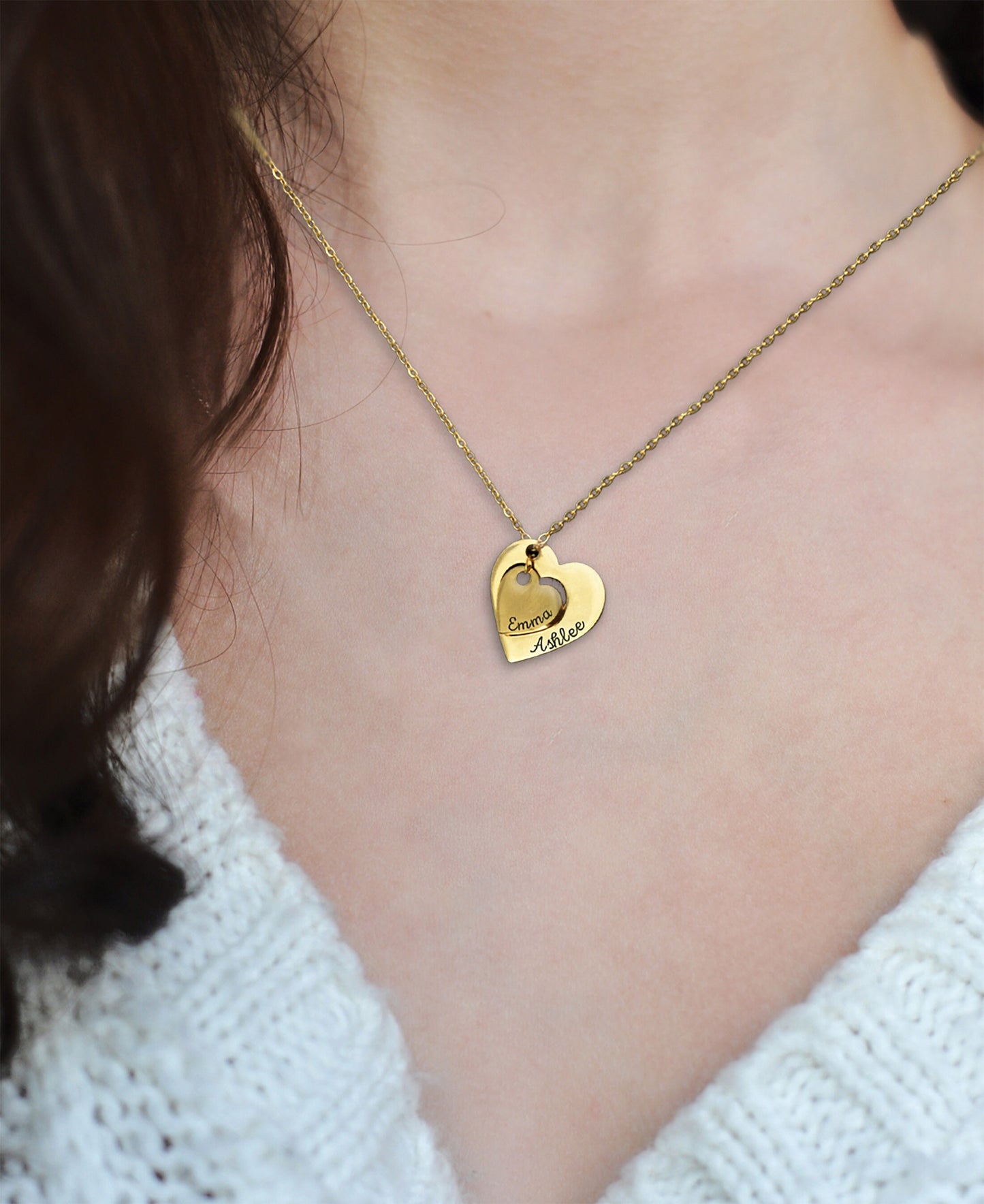 Mom and Kids Name Heart Necklace