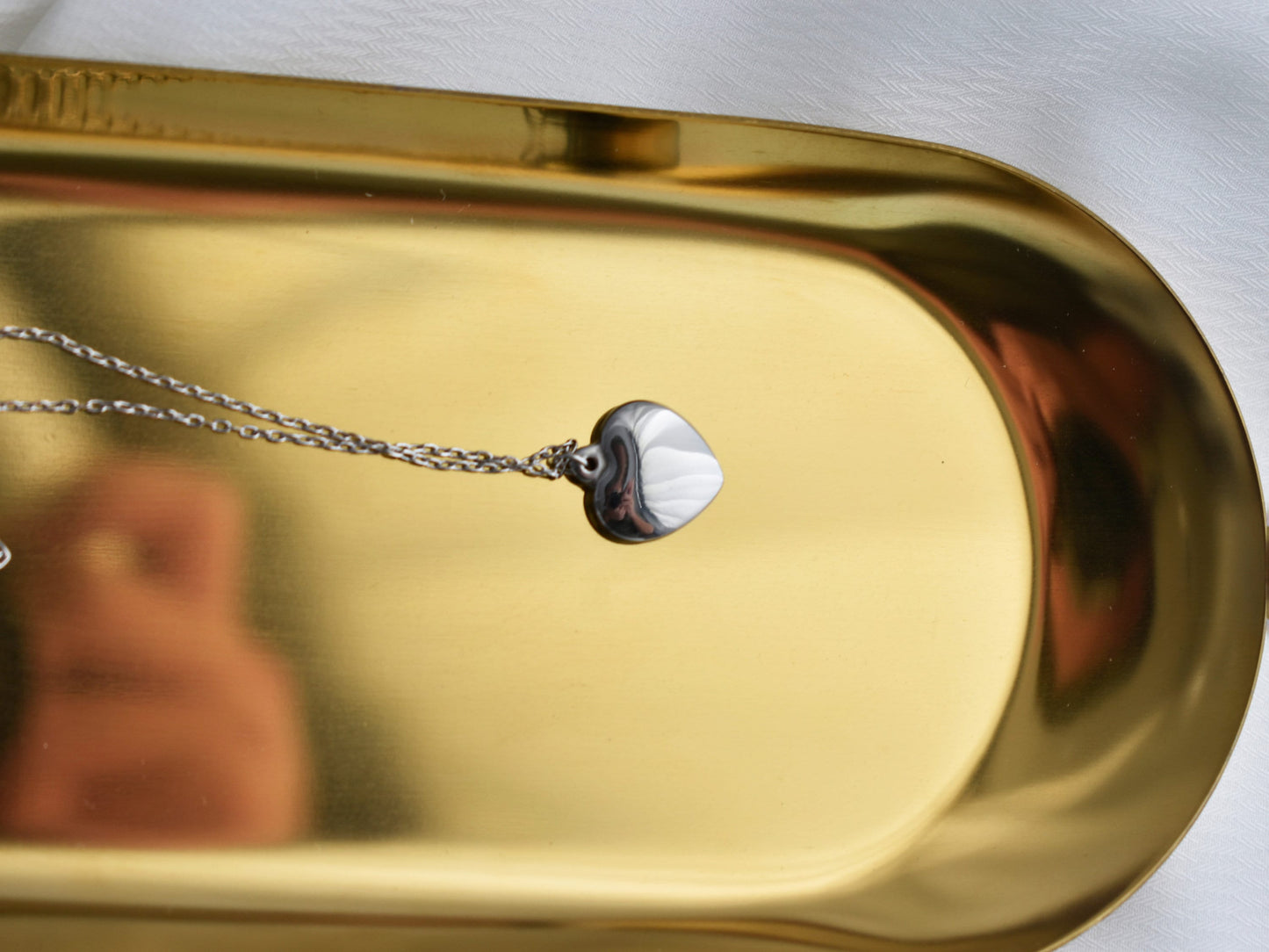 Minimalist Silver Puff Heart Necklace