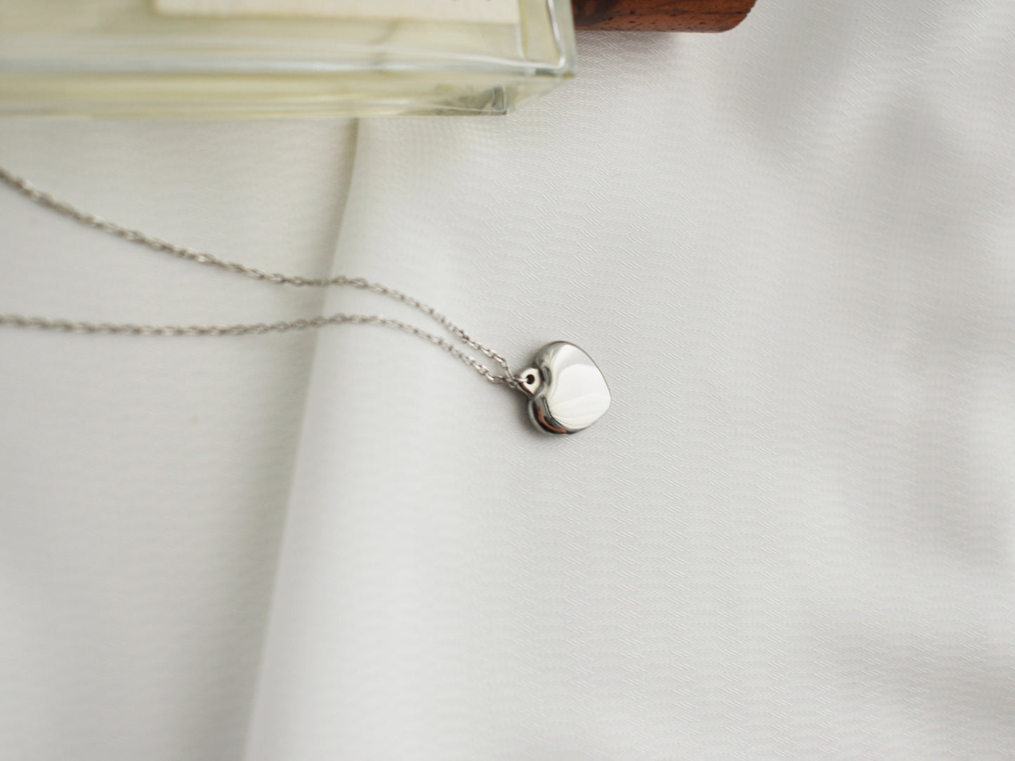 Minimalist Silver Puff Heart Necklace