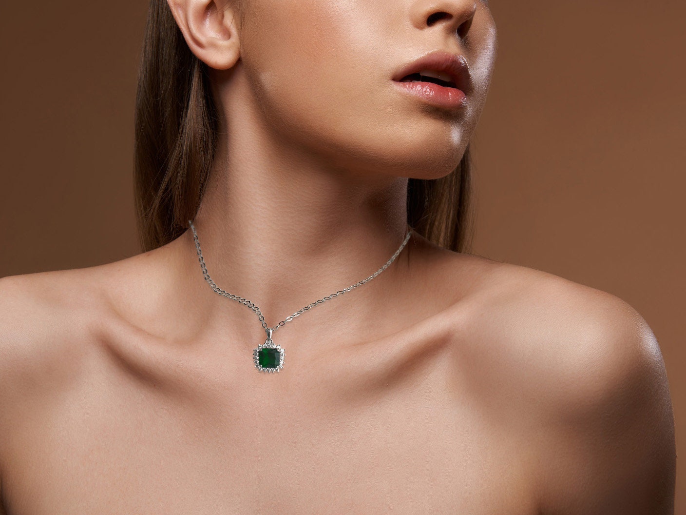 Gorgeous Emerald Square Necklace