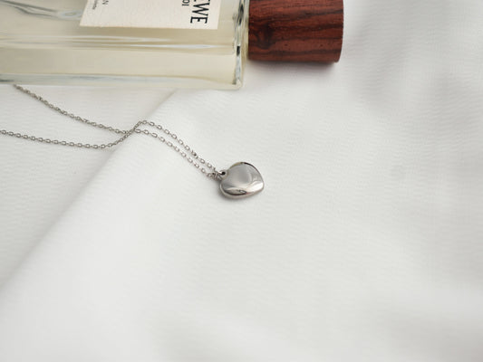 Minimalist Silver Puff Heart Necklace