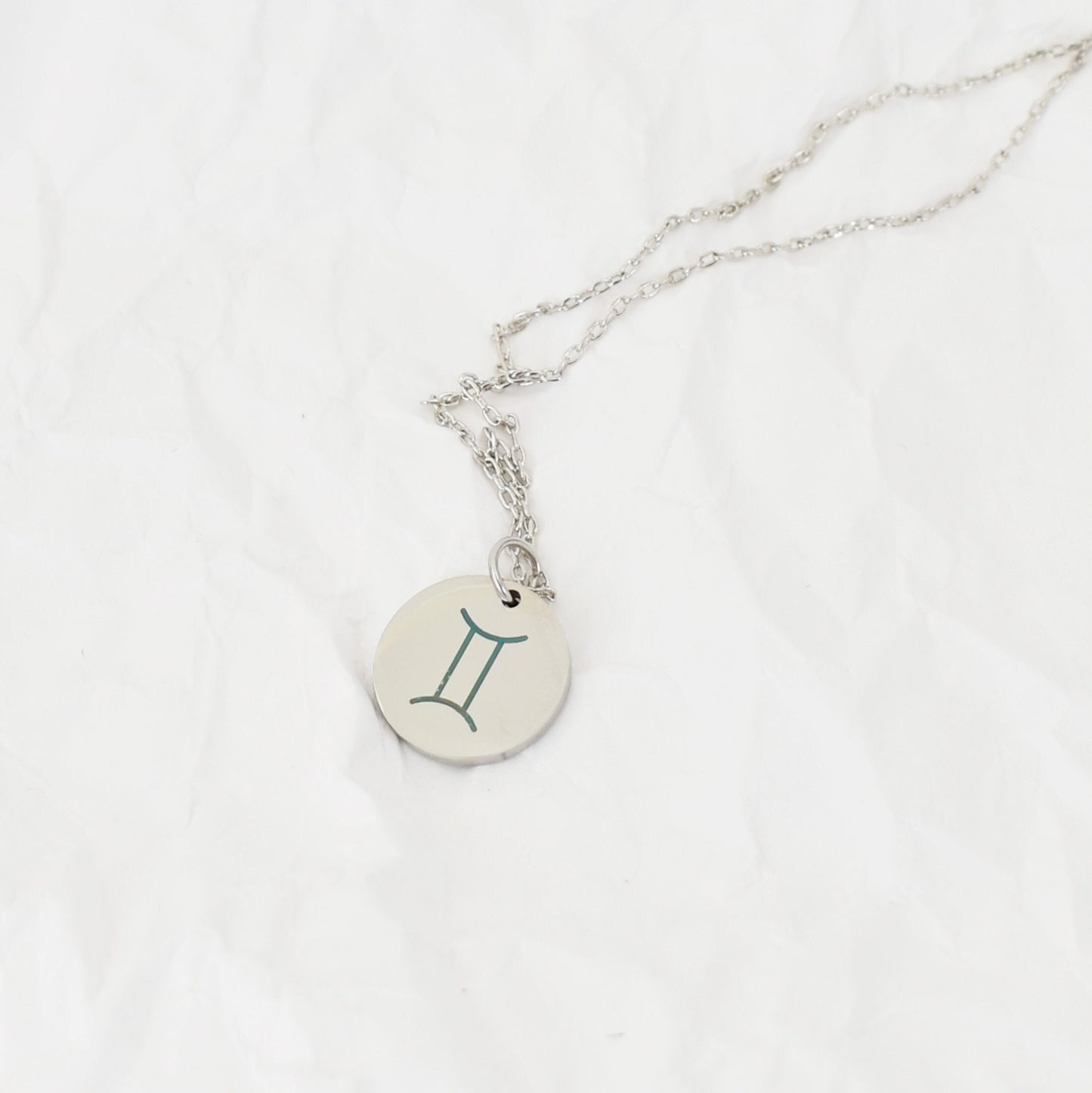 Silver Engraved Small Coin Interstellar Necklace