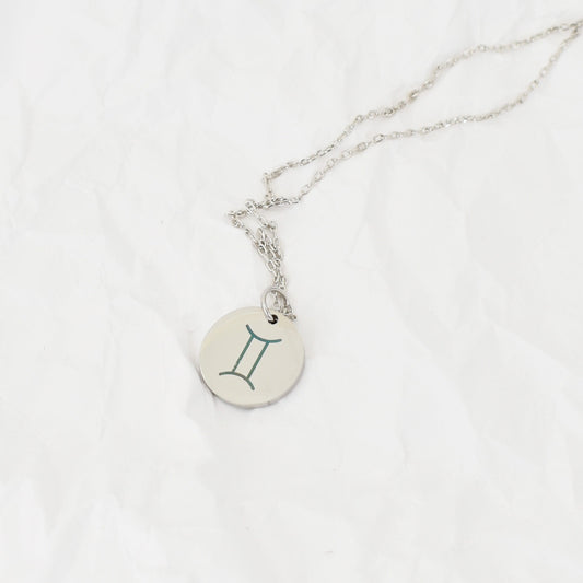 Silver Engraved Small Coin Interstellar Necklace