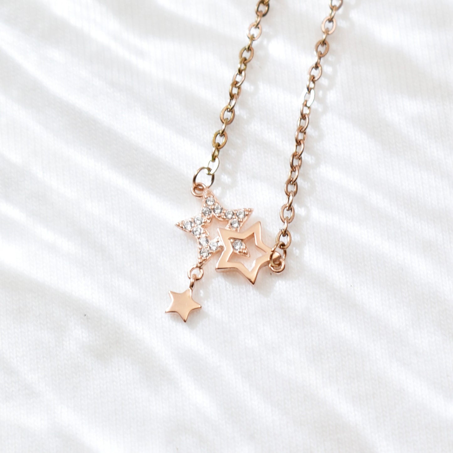 Rosegold Enchanting Love Crystallized Three-Star Necklace