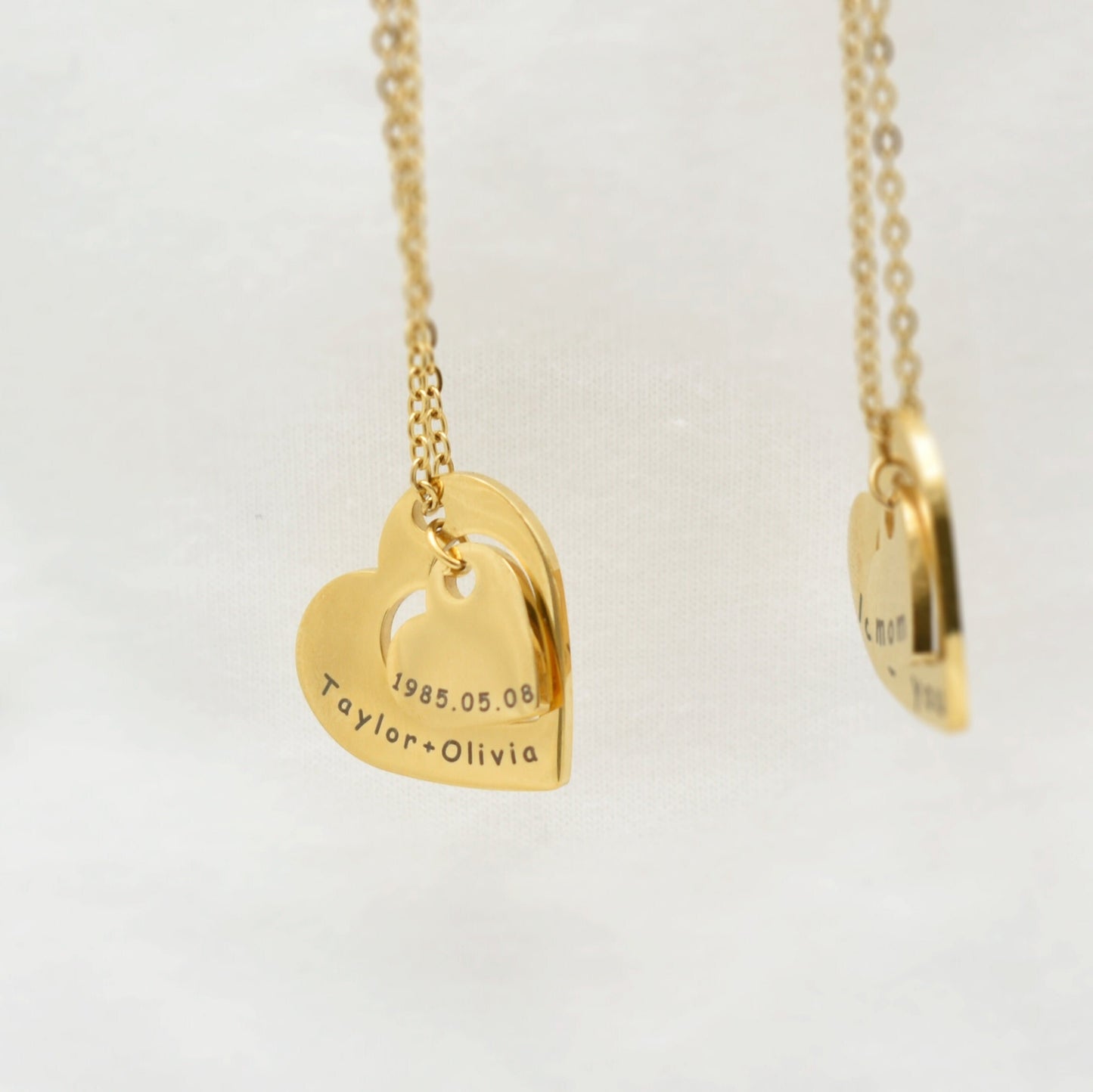 Mom and Kids Name Heart Necklace