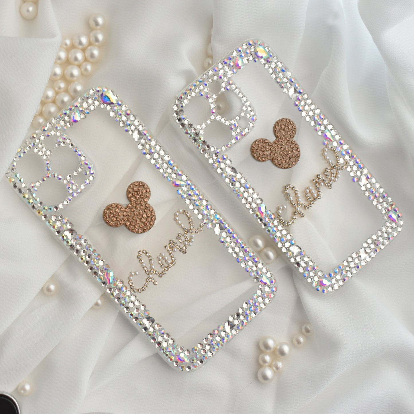 Mickey Mouse Crystal Encrusted Full Wrap Silicone iPhone Case - iPhone 13 Pro/ 13 Pro Max