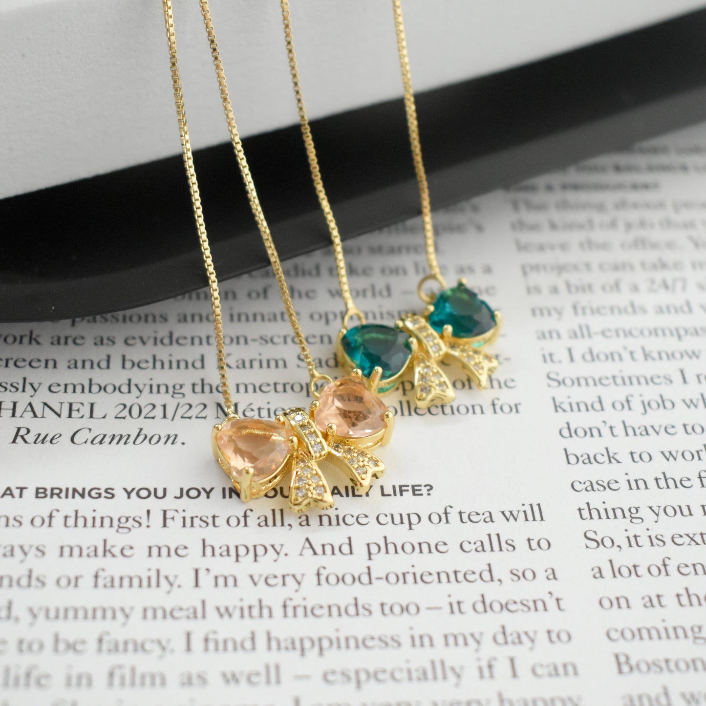 Studded Bow Pendant Necklace