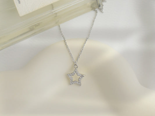 Silver Cut-Out Star Necklace