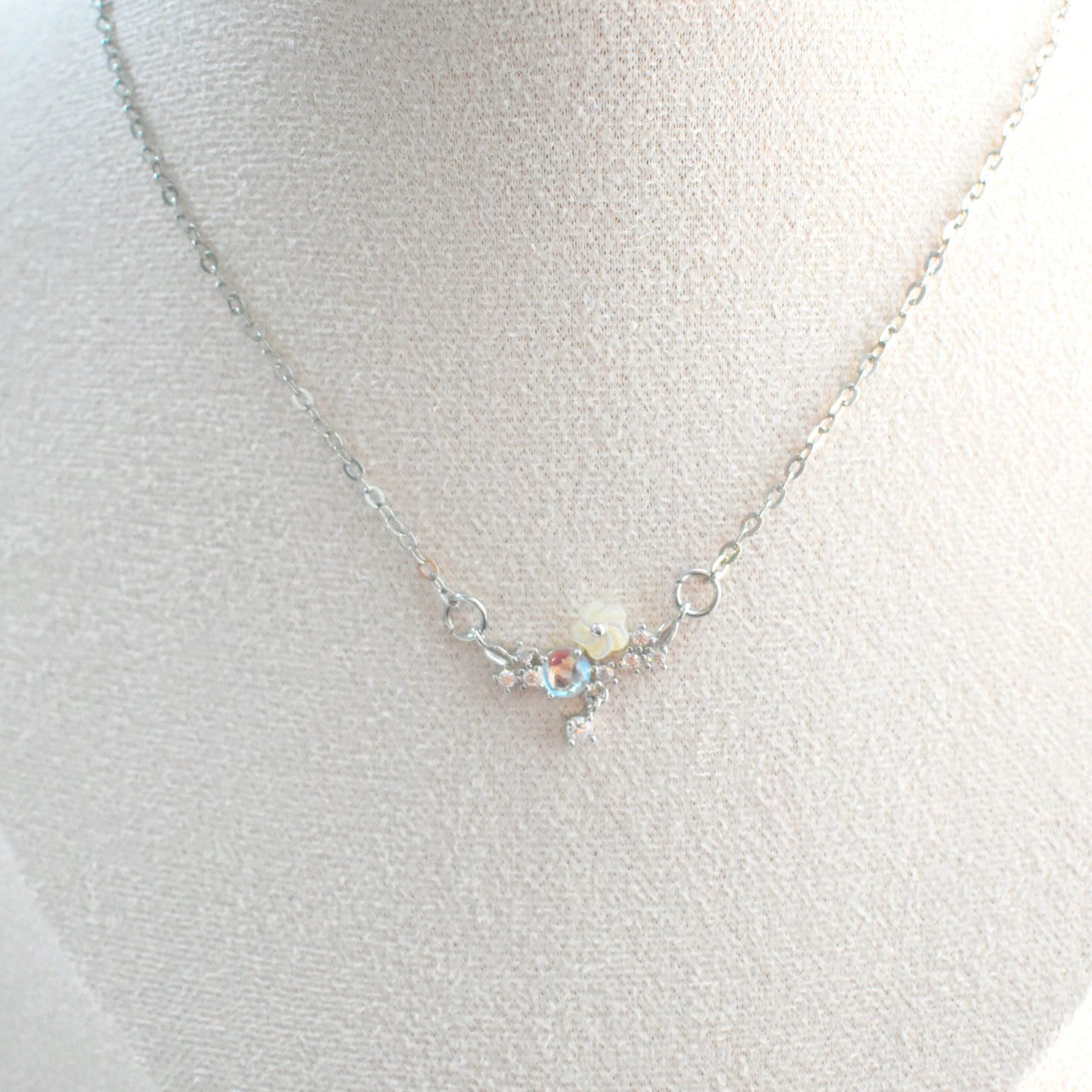 Moonstone Flower Necklace