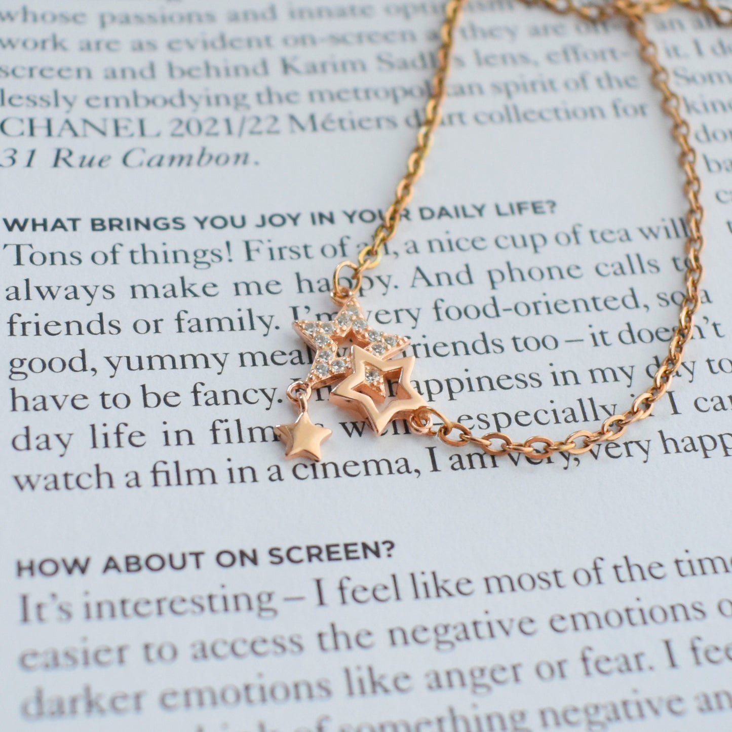 Rosegold Enchanting Love Crystallized Three-Star Necklace